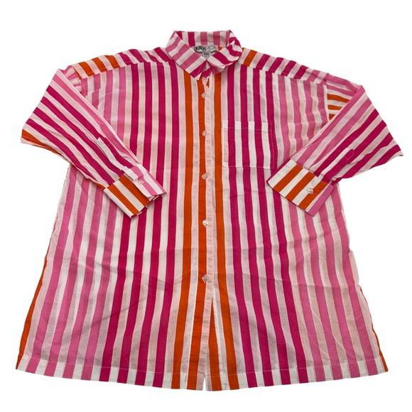 BEACH RIOT Shirt Womens Small Medium Pink Orange Alexa Stripe Button Down Swim - Picture 2 of 12
